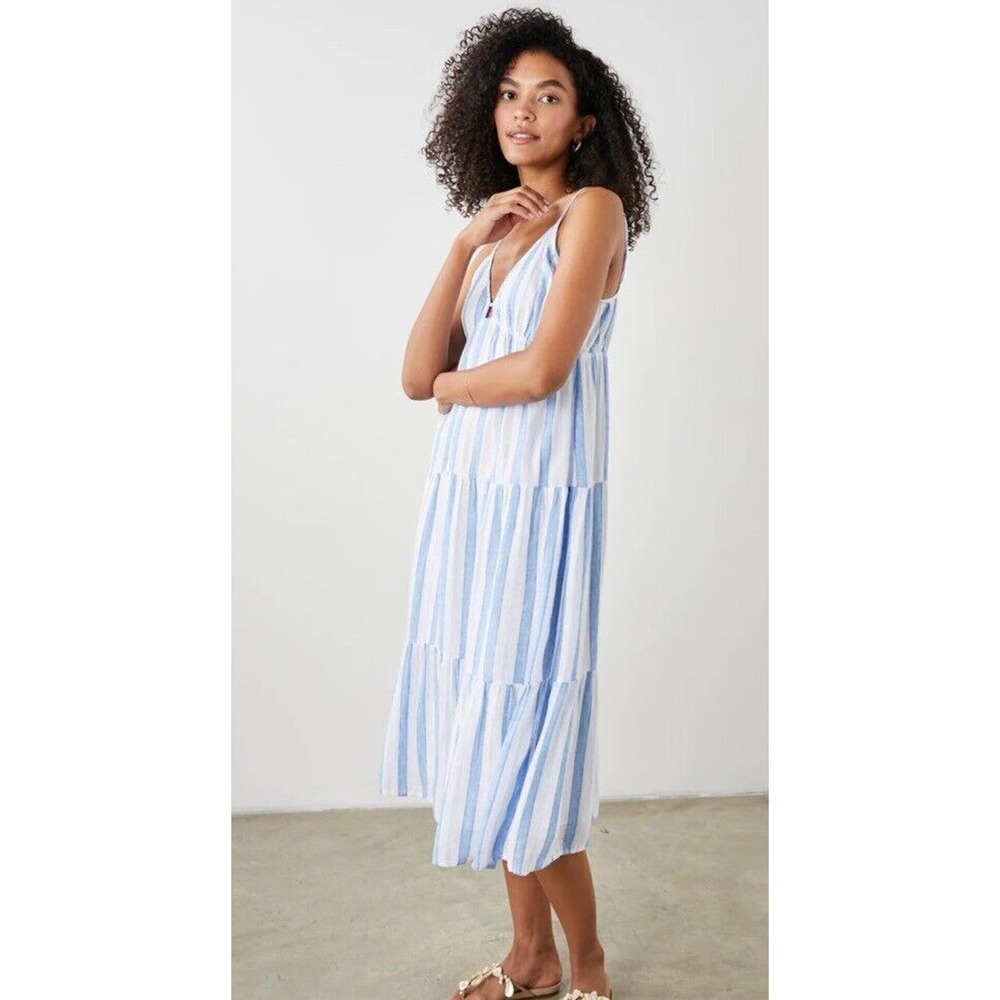 Rails Avril Gibson Stripe Midi Sundress Linen Blend New Size Small